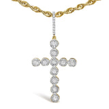 10K Yellow Gold 5/8 Cttw Miracle Set Round Diamond Circle Link Cross Pendant Necklace for Men (H-I Color, SI1-SI2 Clarity) - NO CHAIN INCLUDED-1 thumbnail 2