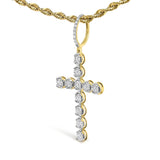 10K Yellow Gold 5/8 Cttw Miracle Set Round Diamond Circle Link Cross Pendant Necklace for Men (H-I Color, SI1-SI2 Clarity) - NO CHAIN INCLUDED-3 thumbnail 4
