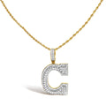 Men's 10K Yellow Gold 1 3/4 Cttw Diamond Letter C Initial Pendant Necklace-0