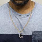 Men's 10K Yellow Gold 1 3/4 Cttw Diamond Letter C Initial Pendant Necklace-2 thumbnail 3