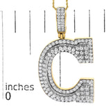 Men's 10K Yellow Gold 1 3/4 Cttw Diamond Letter C Initial Pendant Necklace-4 thumbnail 5