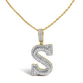 Men's 10K Yellow Gold 1 5/8 Cttw Letter S Initial Pendant Necklace-0