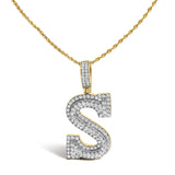 Men's 10K Yellow Gold 1 5/8 Cttw Letter S Initial Pendant Necklace-0 thumbnail 1