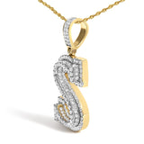 Men's 10K Yellow Gold 1 5/8 Cttw Letter S Initial Pendant Necklace-3 thumbnail 4