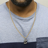 Men's 10K Yellow Gold 1 5/8 Cttw Letter S Initial Pendant Necklace-2 thumbnail 3