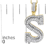 Men's 10K Yellow Gold 1 5/8 Cttw Letter S Initial Pendant Necklace-4 thumbnail 5
