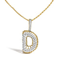 Men's 10K Yellow Gold 1 1/5 Cttw Diamond Letter D Initial Pendant Necklace-0