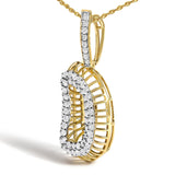 Men's 10K Yellow Gold 1 1/5 Cttw Diamond Letter D Initial Pendant Necklace-3 thumbnail 4