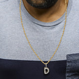 Men's 10K Yellow Gold 1 1/5 Cttw Diamond Letter D Initial Pendant Necklace-2 thumbnail 3