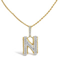 Men's 10K Yellow Gold 1 1/2 Cttw Diamond Letter N Initial Pendant Necklace-0