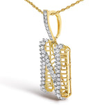 Men's 10K Yellow Gold 1 1/2 Cttw Diamond Letter N Initial Pendant Necklace-3 thumbnail 4
