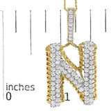 Men's 10K Yellow Gold 1 1/2 Cttw Diamond Letter N Initial Pendant Necklace-4 thumbnail 5