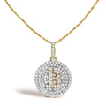 10K Yellow Gold 2-1/3 Cttw Diamond Bitcoin Letter B Pendant Necklace-0
