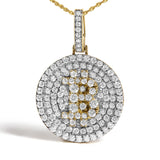 10K Yellow Gold 2-1/3 Cttw Diamond Bitcoin Letter B Pendant Necklace-1 thumbnail 2