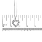 .925 Sterling Silver 1.00 Cttw Baguette and Round Diamond Open Heart Pendant Necklace-4 thumbnail 5