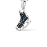 .925 Sterling Silver 1/10 Cttw Blue Diamond Ice Skate Pendant Necklace-3 thumbnail 4