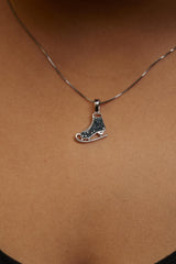 .925 Sterling Silver 1/10 Cttw Blue Diamond Ice Skate Pendant Necklace-2 thumbnail 3