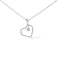 925 sterling silver heart pendant necklace with round diamond stones