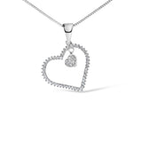 925 Sterling Silver 1/3ct TDW Diamond Heart Pendant Necklace-1 thumbnail 2