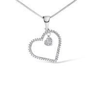 925 Sterling Silver 1/3ct TDW Diamond Heart Pendant Necklace
