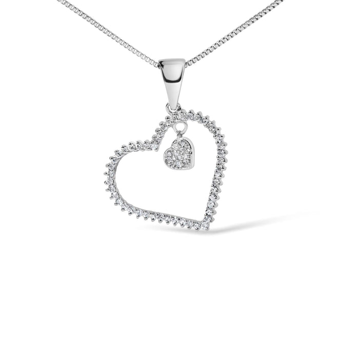 925 Sterling Silver 1/3ct TDW Diamond Heart Pendant Necklace
