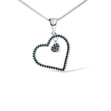 925 Sterling Silver 1/3ct TDW  Blue Treated  Diamond Heart Pendant Necklace-1 thumbnail 2