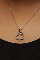 925 Sterling Silver 1/3ct TDW  Blue Treated  Diamond Heart Pendant Necklace-2 thumbnail 3