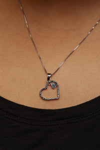 925 Sterling Silver 1/3ct TDW  Blue Treated  Diamond Heart Pendant Necklace