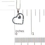 925 Sterling Silver 1/3ct TDW  Blue Treated  Diamond Heart Pendant Necklace-4 thumbnail 5