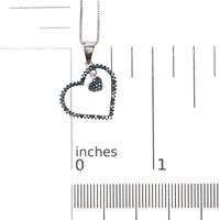 925 Sterling Silver 1/3ct TDW  Blue Treated  Diamond Heart Pendant Necklace