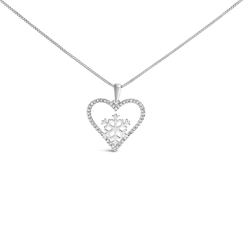 925 Sterling Silver 1/10ct TDW Diamond Heart Pendant Necklace 18