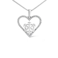 925 Sterling Silver 1/10ct TDW Diamond Heart Pendant Necklace 18