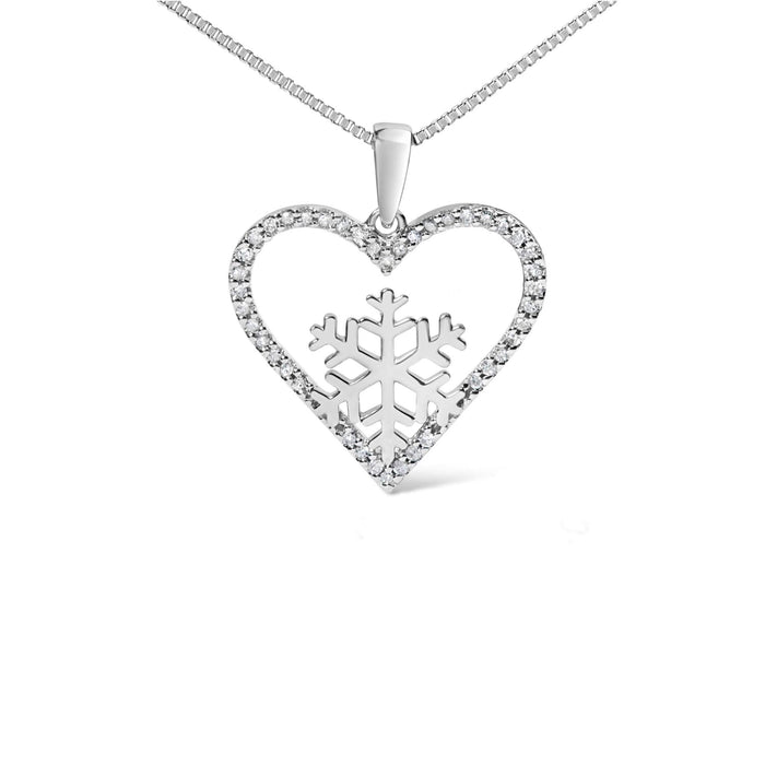 925 Sterling Silver 1/10ct TDW Diamond Heart Pendant Necklace 18