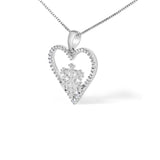 925 Sterling Silver 1/10ct TDW Diamond Heart Pendant Necklace 18