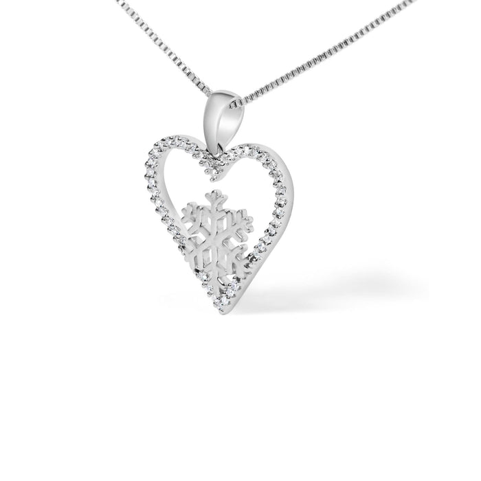 925 Sterling Silver 1/10ct TDW Diamond Heart Pendant Necklace 18