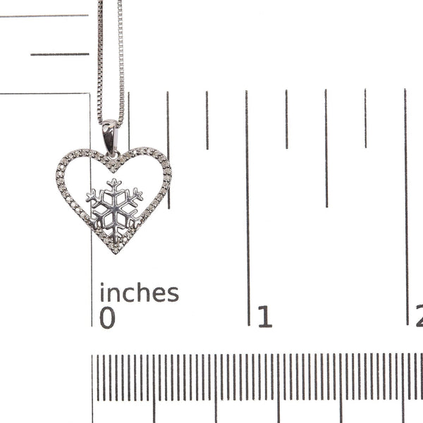 925 Sterling Silver 1/10ct TDW Diamond Heart Pendant Necklace 18