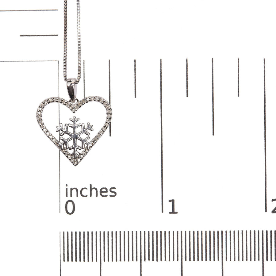925 Sterling Silver 1/10ct TDW Diamond Heart Pendant Necklace 18