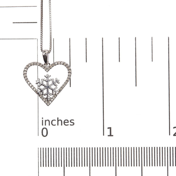 925 Sterling Silver 1/10ct TDW Diamond Heart Pendant Necklace 18