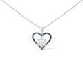 925 sterling silver heart pendant necklace with blue-treated heart diamonds