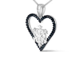 925 Sterling Silver 1/10ct TDW  Blue Treated  Diamond Heart Pendant Necklace-3 thumbnail 4