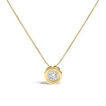 14K Yellow Gold 1 3/8 Cttw Bezel Set Round Champagne Diamond Solitaire 18" Pendant Necklace (Champagne Color, SI2-I1 Clarity)-0