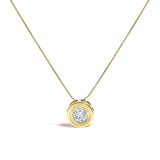 14K Yellow Gold 1 3/8 Cttw Bezel Set Round Champagne Diamond Solitaire 18