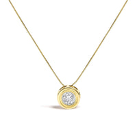 14K Yellow Gold 1 3/8 Cttw Bezel Set Round Champagne Diamond Solitaire 18