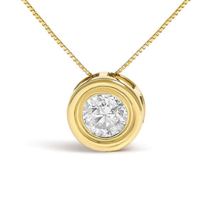14K Yellow Gold 1 3/8 Cttw Bezel Set Round Champagne Diamond Solitaire 18