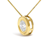 14K Yellow Gold 1 3/8 Cttw Bezel Set Round Champagne Diamond Solitaire 18