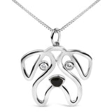 .925 Sterling Silver Diamond Accent Pug Dog Pendant Necklace (I-J Color, I2-I3 Clarity) - 18