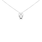 .925 Sterling Silver Diamond Accent and Black Enamel French Bullldog 18