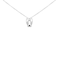 .925 Sterling Silver Diamond Accent and Black Enamel French Bullldog 18