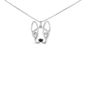 925 sterling silver French Bulldog pendant necklace with diamond accents