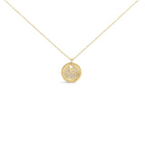 10K yellow gold crescent moon necklace with diamond accent stones thumbnail 1